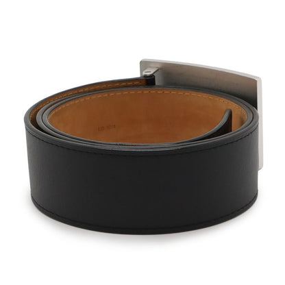 Louis Vuitton Santure Jeans Belt Leather Noir Black Silver Hardware Men's #90