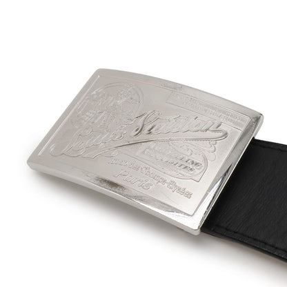 Louis Vuitton Santure Jeans Belt Leather Noir Black Silver Hardware Men's #90