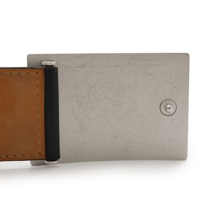 Louis Vuitton Santure Jeans Belt Leather Noir Black Silver Hardware Men's #90