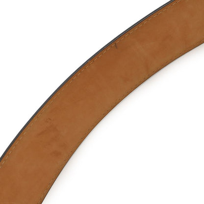 Louis Vuitton Santure Jeans Belt Leather Noir Black Silver Hardware Men's #90