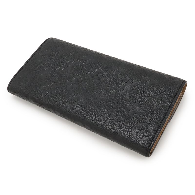 Louis Vuitton Monogram Empreinte Portefeuille Emily Bifold Long Wallet Noir