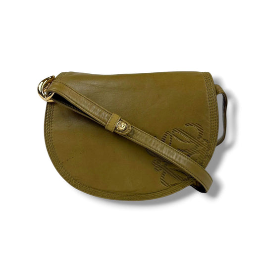 Loewe Anagram Logo Mini Shoulder Bag Pochette Nappa Leather Khaki Beige Gold