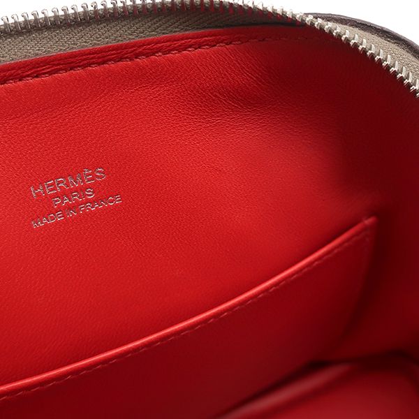 Hermes 2-Way Bag Bolide 1923 Mini Verso Evercolor Etoupe X Rouge Tomato Silver