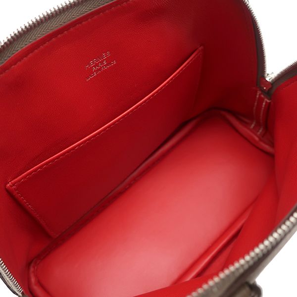 Hermes 2-Way Bag Bolide 1923 Mini Verso Evercolor Etoupe X Rouge Tomato Silver