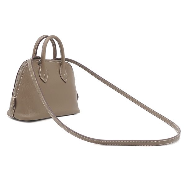 Hermes 2-Way Bag Bolide 1923 Mini Verso Evercolor Etoupe X Rouge Tomato Silver