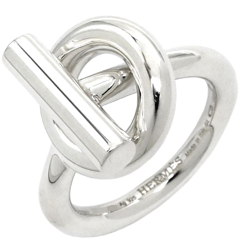 Hermes Ring Echape MM Silver 925 Silver #54(jp14) Sv925 Ag925 Size 14