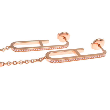 Hermes Rose Gold Chain Link Earrings