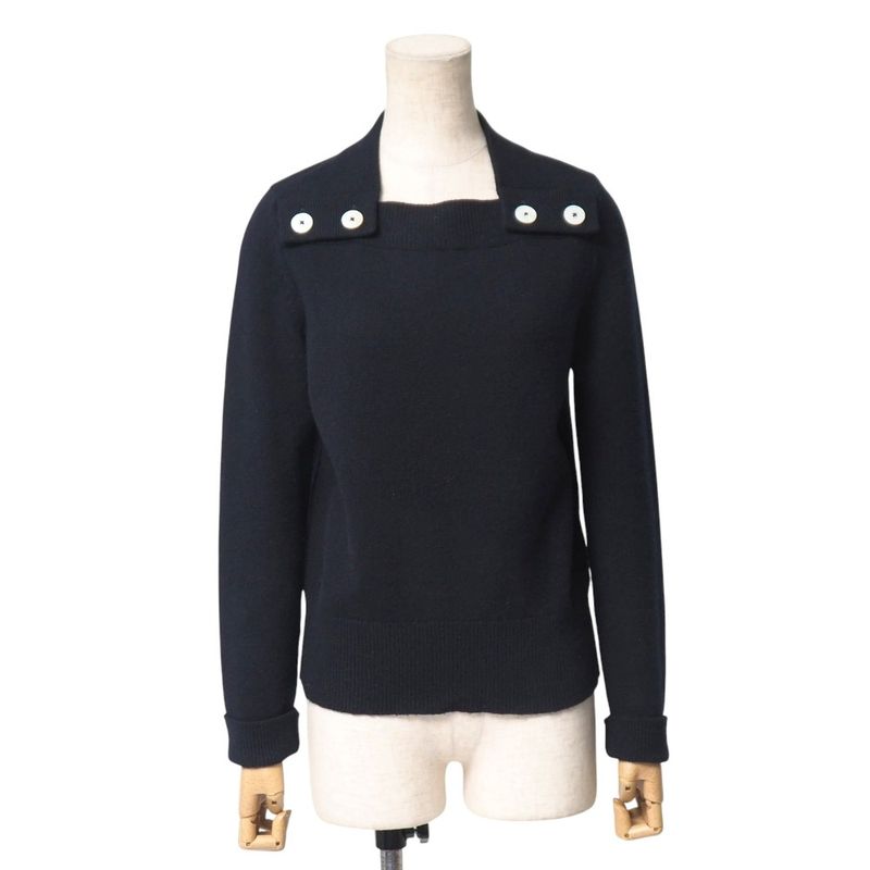 Hermes Knit Size 36 Serie Button All Cashmere Sweater Made In England