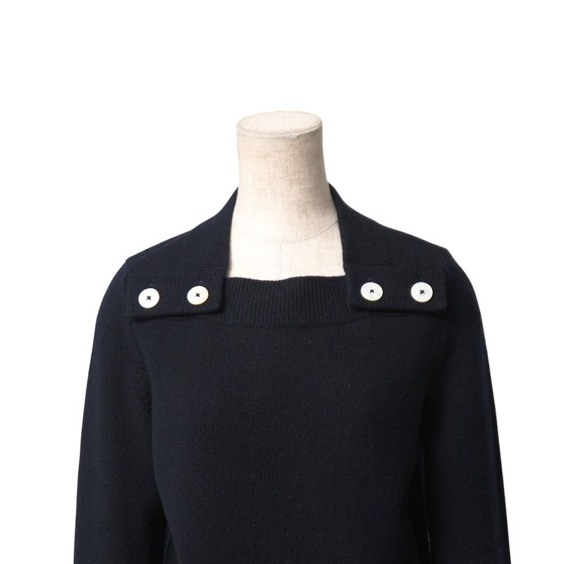 Hermes Knit Size 36 Serie Button All Cashmere Sweater Made In England