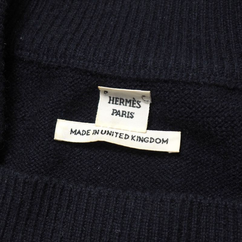 Hermes Knit Size 36 Serie Button All Cashmere Sweater Made In England