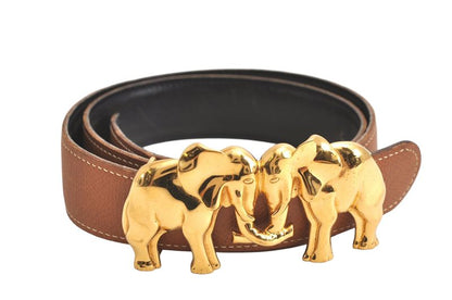 Hermes Leather Belt Reversible Size 75cm (29.53in) 29.5" Black Brown 4093n