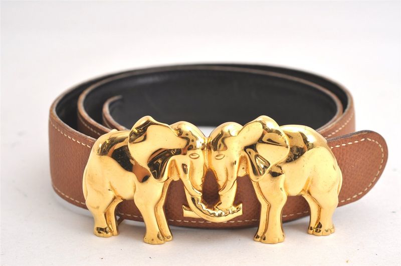 Hermes Leather Belt Reversible Size 75cm (29.53in) 29.5" Black Brown 4093n