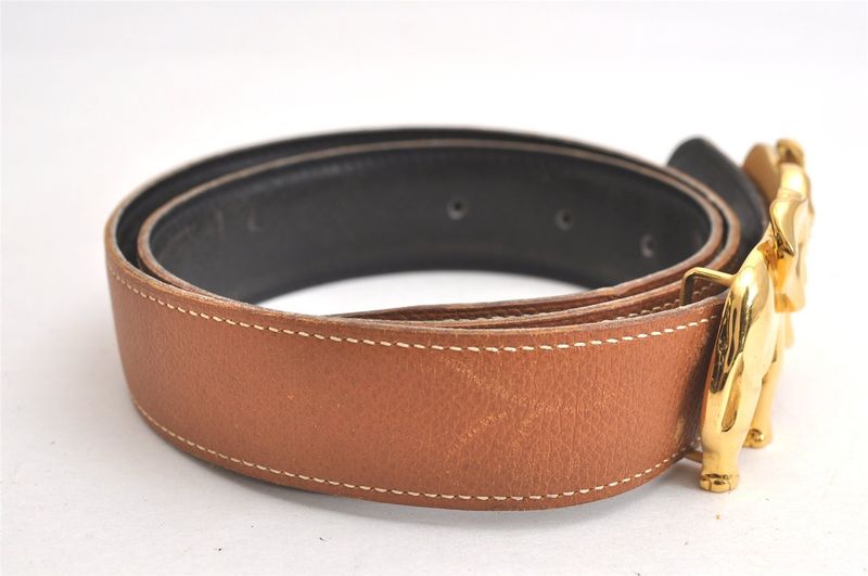 Hermes Leather Belt Reversible Size 75cm (29.53in) 29.5" Black Brown 4093n