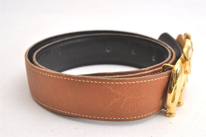 Hermes Leather Belt Reversible Size 75cm (29.53in) 29.5" Black Brown 4093n