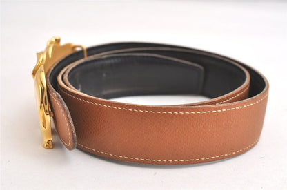 Hermes Leather Belt Reversible Size 75cm (29.53in) 29.5" Black Brown 4093n