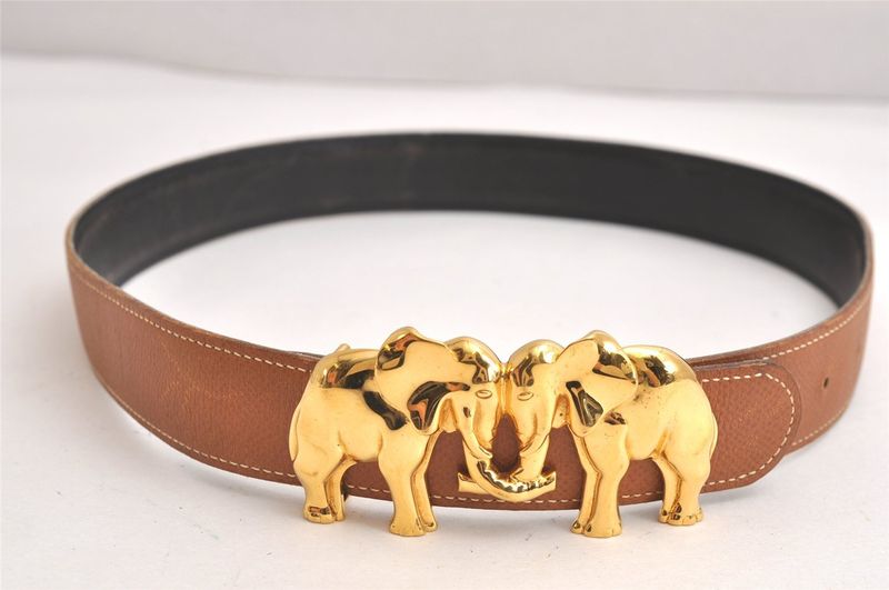 Hermes Leather Belt Reversible Size 75cm (29.53in) 29.5" Black Brown 4093n