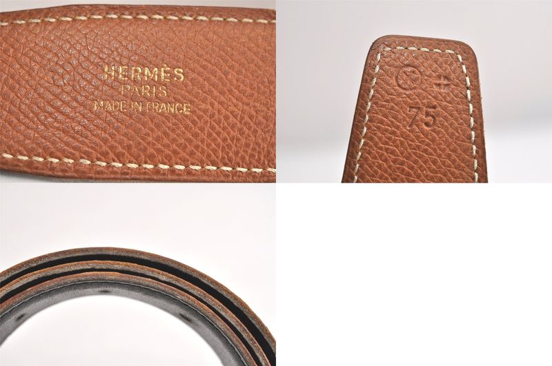 Hermes Leather Belt Reversible Size 75cm (29.53in) 29.5" Black Brown 4093n