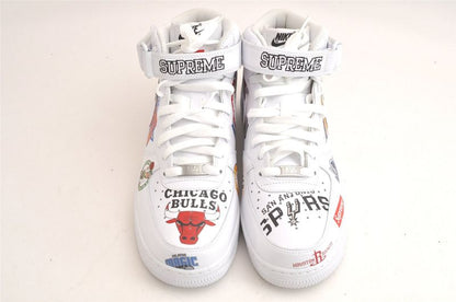 Gucci Nike Air Force Supreme Sneakers Leather USA 8.5 26.5cm (10.43in) White