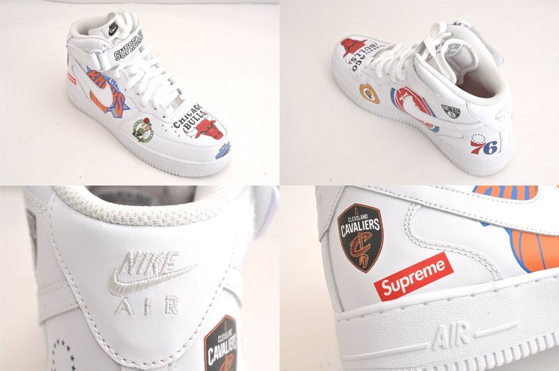 Gucci Nike Air Force Supreme Sneakers Leather USA 8.5 26.5cm (10.43in) White