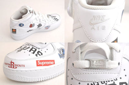 Gucci Nike Air Force Supreme Sneakers Leather USA 8.5 26.5cm (10.43in) White