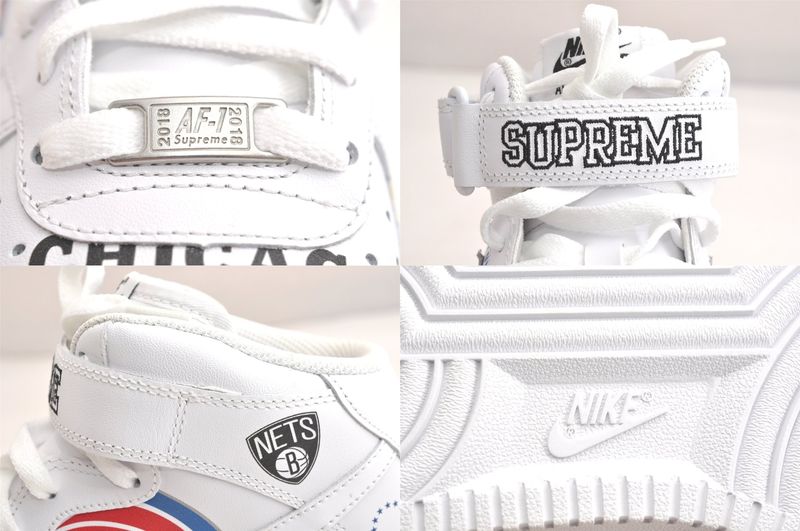 Gucci Nike Air Force Supreme Sneakers Leather USA 8.5 26.5cm (10.43in) White