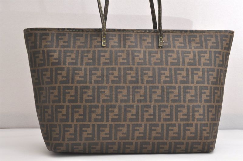 Fendi Vintage Zucca Pattern Shoulder Tote Bag Pvc Brown 4124n