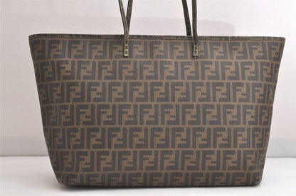 Fendi Vintage Zucca Pattern Shoulder Tote Bag Pvc Brown 4124n