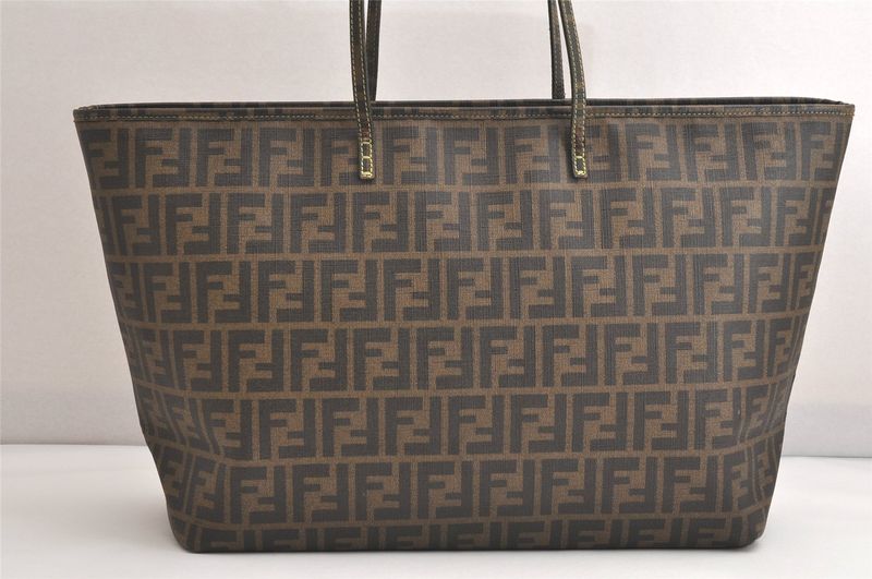 Fendi Vintage Zucca Pattern Shoulder Tote Bag Pvc Brown 4124n