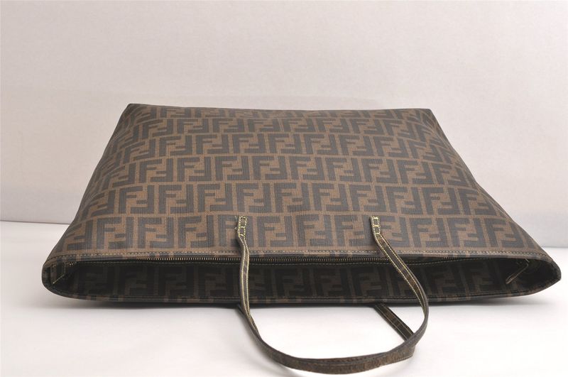 Fendi Vintage Zucca Pattern Shoulder Tote Bag Pvc Brown 4124n