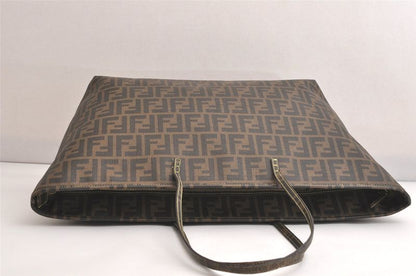 Fendi Vintage Zucca Pattern Shoulder Tote Bag Pvc Brown 4124n