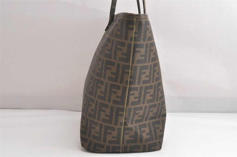 Fendi Vintage Zucca Pattern Shoulder Tote Bag Pvc Brown 4124n