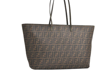 Fendi Vintage Zucca Pattern Shoulder Tote Bag Pvc Brown 4124n