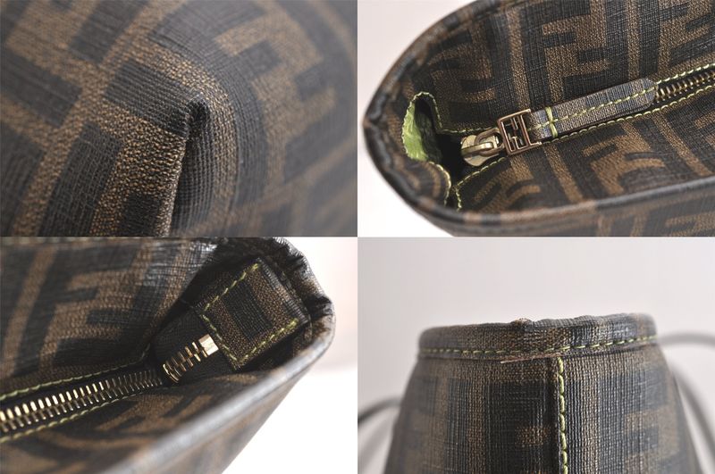 Fendi Vintage Zucca Pattern Shoulder Tote Bag Pvc Brown 4124n