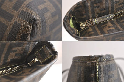 Fendi Vintage Zucca Pattern Shoulder Tote Bag Pvc Brown 4124n