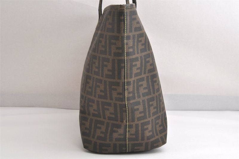 Fendi Vintage Zucca Pattern Shoulder Tote Bag Pvc Brown 4124n