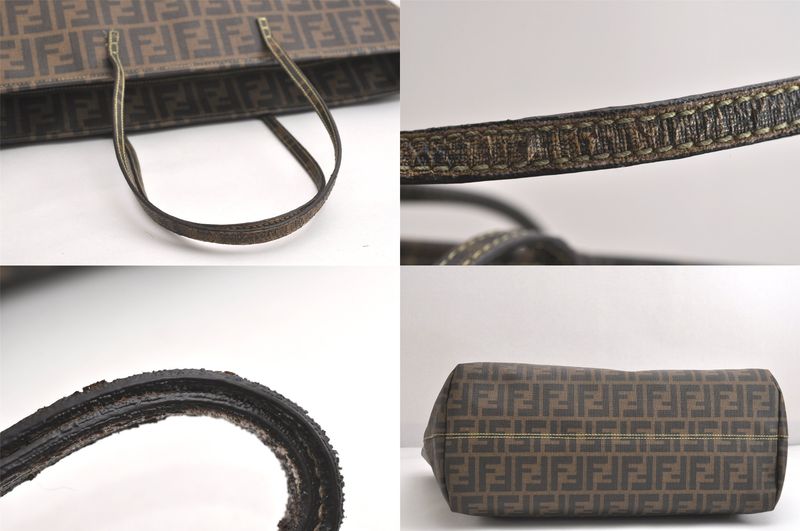 Fendi Vintage Zucca Pattern Shoulder Tote Bag Pvc Brown 4124n