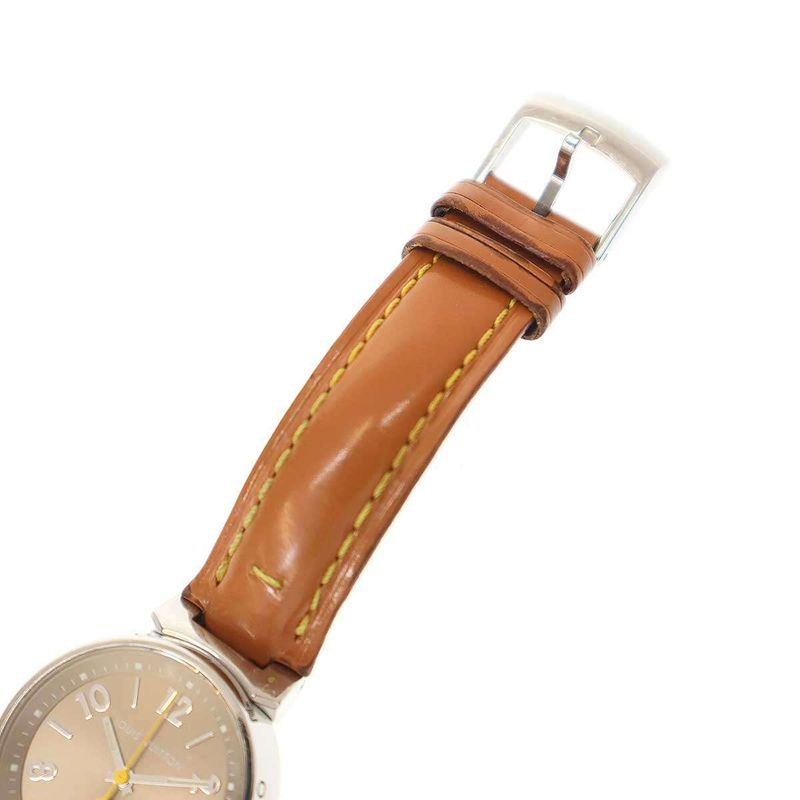 Louis Vuitton Q121212 Tambour Patent Quartz Wrist Grandfather Shape Silver