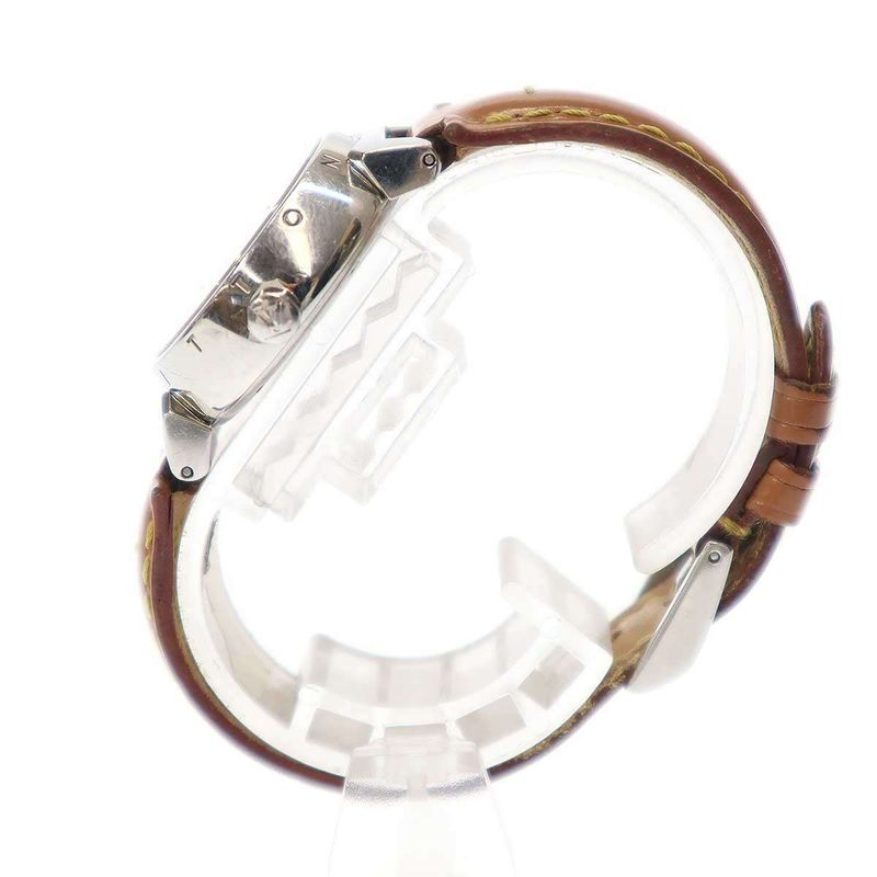 Louis Vuitton Q121212 Tambour Patent Quartz Wrist Grandfather Shape Silver