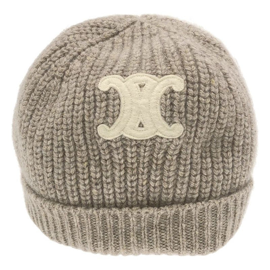 Celine Triomphe Patch Knit Hat Seamless Cashmere 2aa32384d Beige Tu