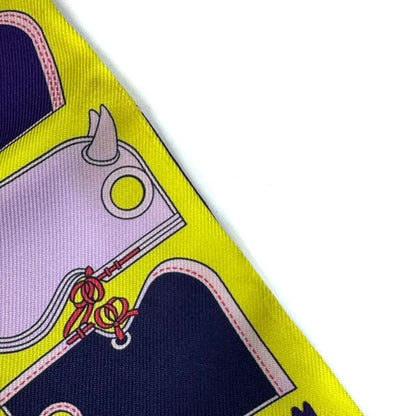Hermes Camails Camaille Twillie Silk Scarf Yellow Purple