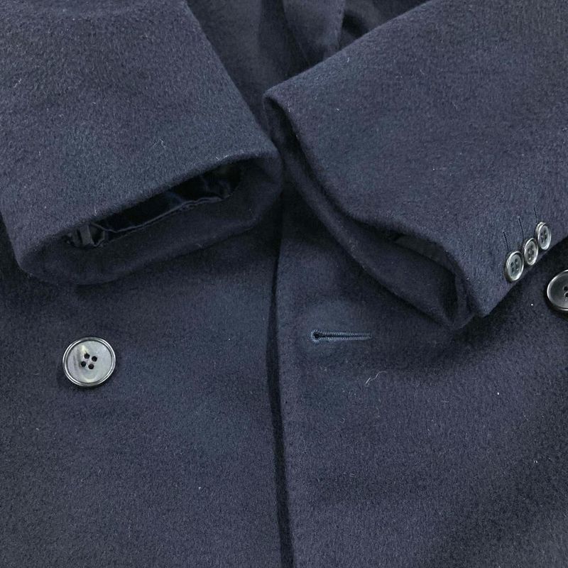 Hermes Double Long Coat 54 Cashmere Navy Men's