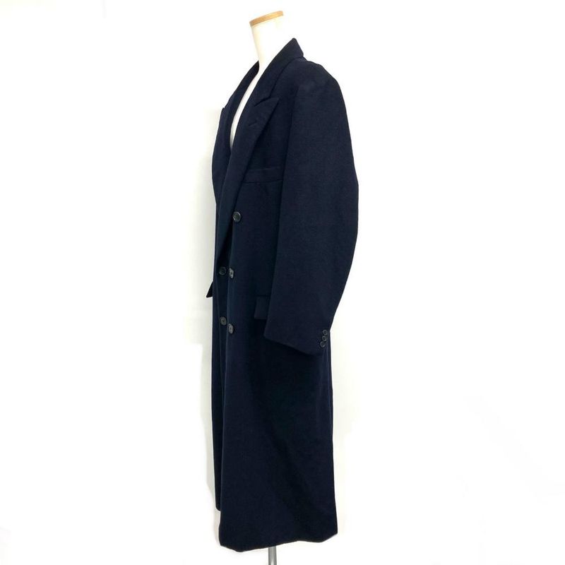 Hermes Double Long Coat 54 Cashmere Navy Men's