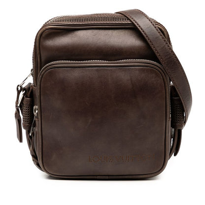 Louis Vuitton Cuir Bequia Trotter MM Crossbody Shoulder Bag M95320 Brown