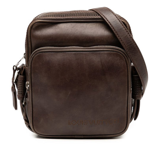 Louis Vuitton Cuir Bequia Trotter MM Crossbody Shoulder Bag M95320 Brown