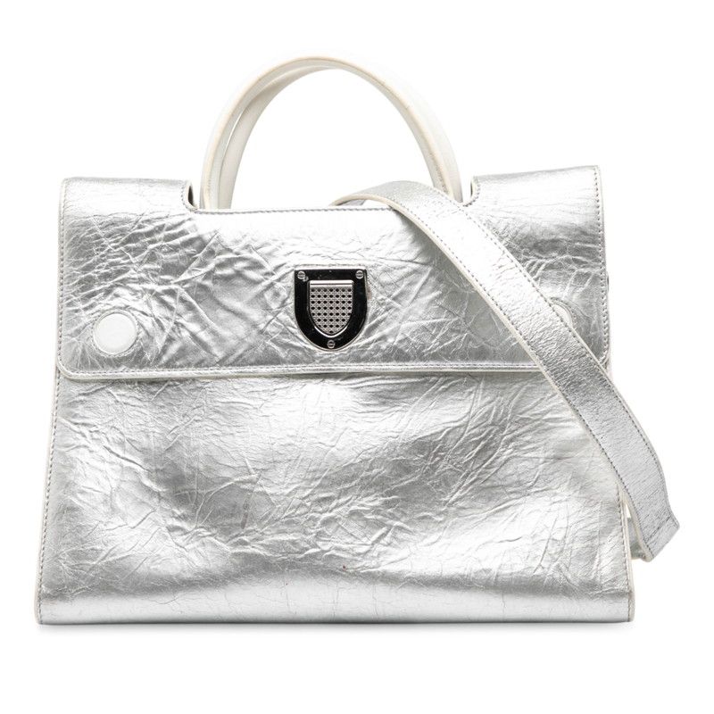 Diorever Dior Ever Tote Bag Shoulder Bag 2WAY Silver Leather Women's Dior
