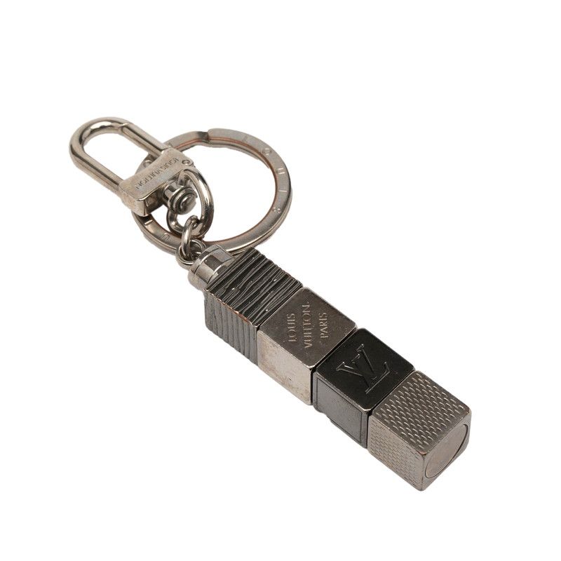 Louis Vuitton Porte Cles Cube Key Holder Charm M67142 Silver Metal Men's Louis