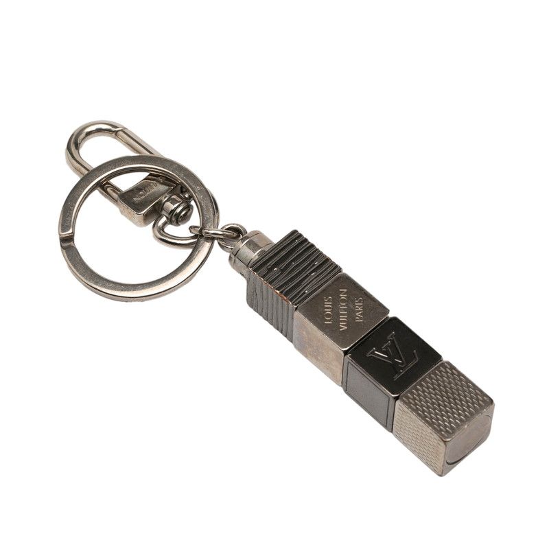 Louis Vuitton Porte Cles Cube Key Holder Charm M67142 Silver Metal Men's Louis