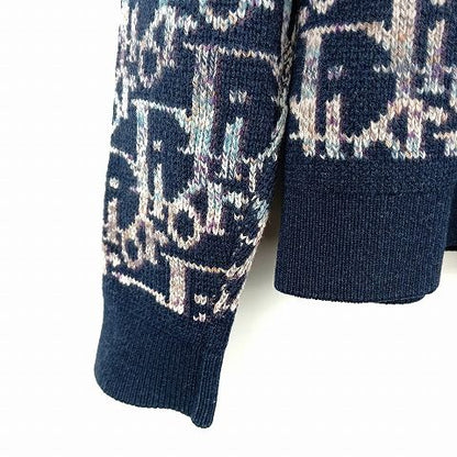 Dior Wool Oblique Allover Knit Sweater L Multicolor Blue AA