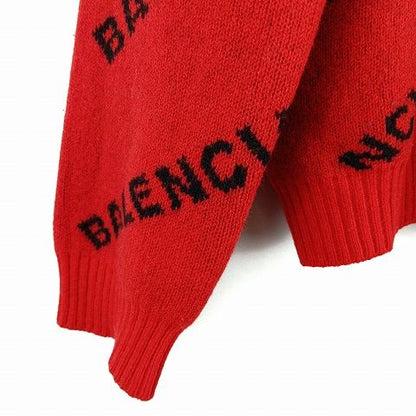 Balenciaga Logo Knit Sweater L Red AA