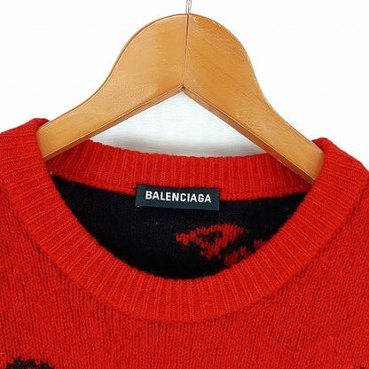 Balenciaga Logo Knit Sweater L Red AA
